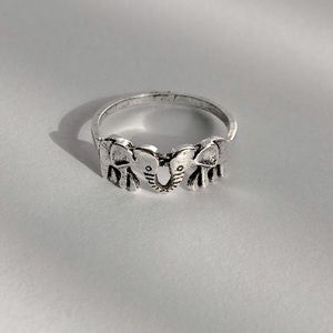 Silver vintage boho elephant ring 7